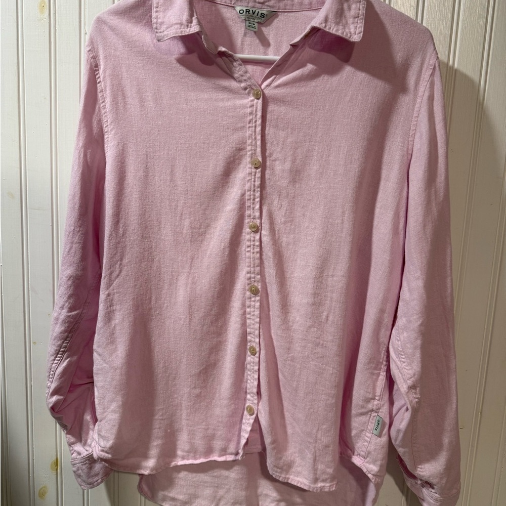 Orvis Pink Linen Button-Up Shirt